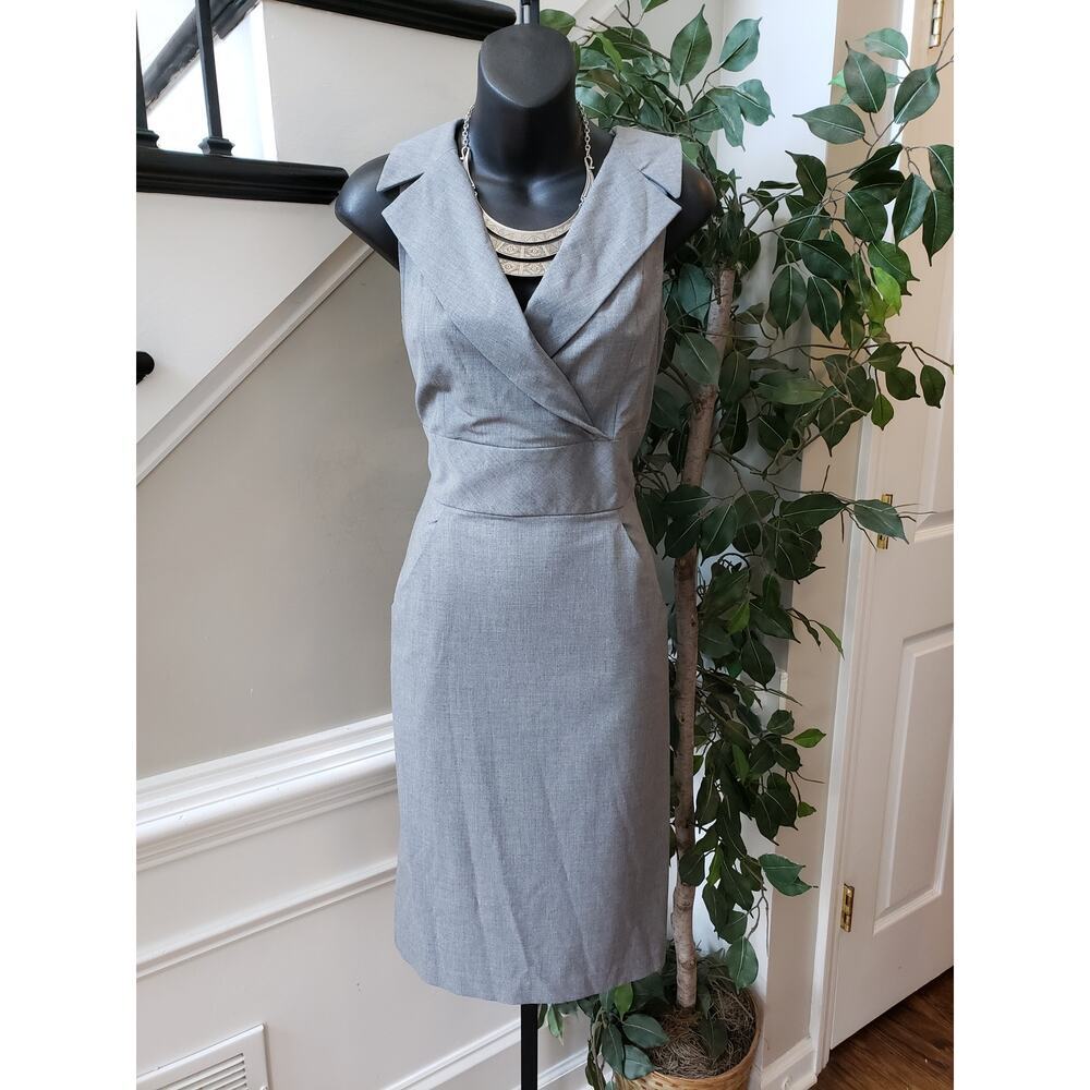 Chaiken Profile Wrap Dress Women's Size 8 Gray Casual Pockets Sleeveless V Neck